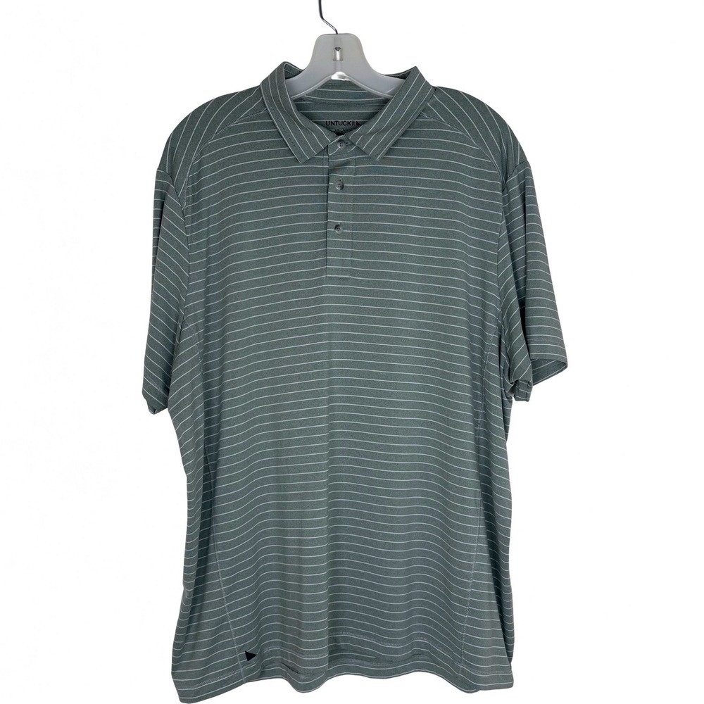 Untuckit Mens Activewear Polo Shirt Short Sleeve XXL Collar Stretch Button Green - Picture 7 of 7